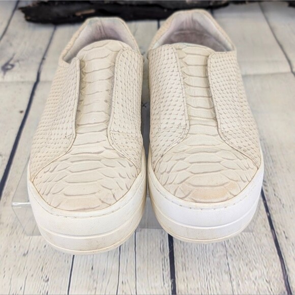 J/Slides Heidi Slip-On Leather Sneakers - Snake Embossed Cream - Picture 8 of 13